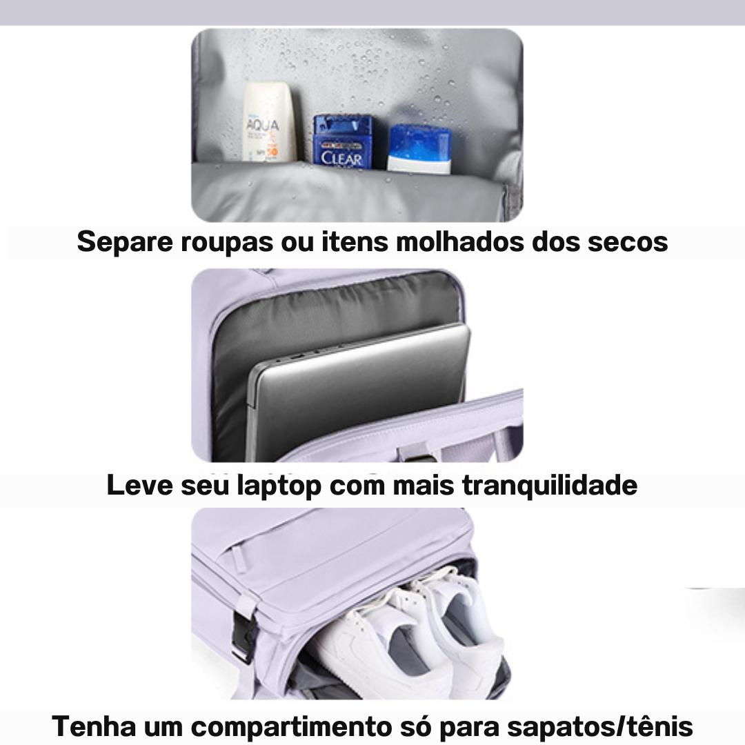 Mochila Multifuncional com carregamento USB (aprovada para voo)