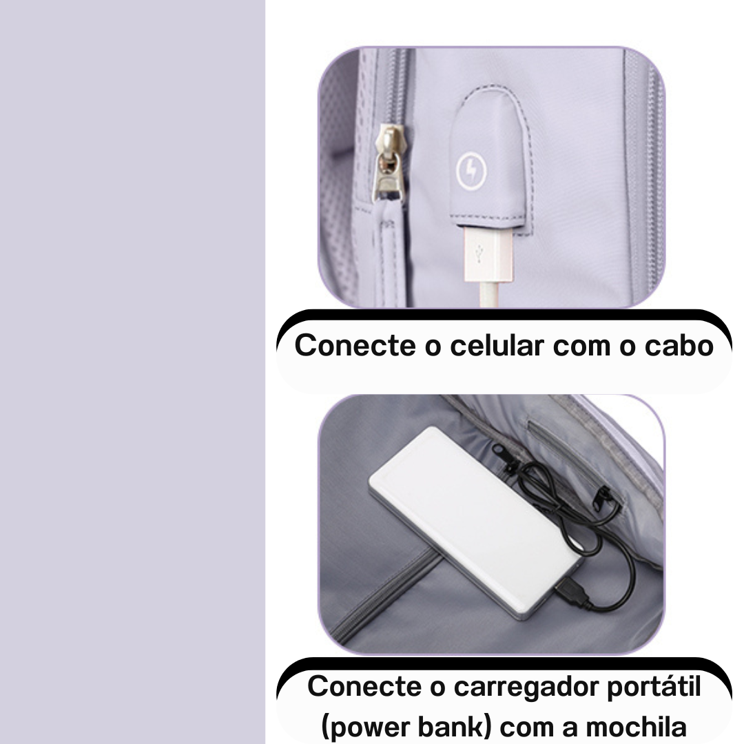 Mochila Multifuncional com carregamento USB (aprovada para voo)