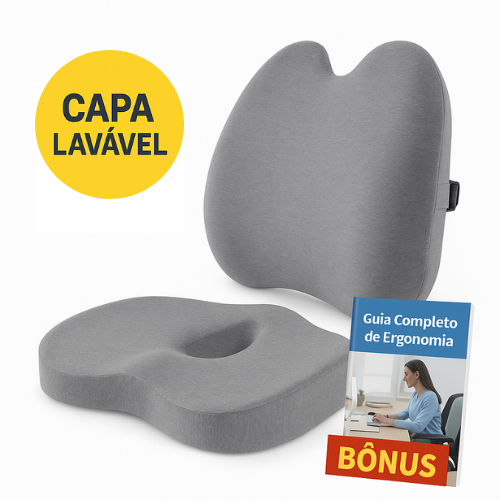 Kit Ortopédico Conforto Total – Almofada Lombar + Assento Ergonômico para Coluna