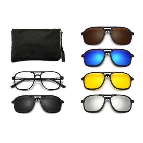 Óculos de Sol Magnético 6 em 1, Oculos de Sol, Óculos de Sol Feminino, Oculos de Sol Masculino, Oculos Escuro, Oculos Aviador, Oculos Polarizados, Oculos Esportivos