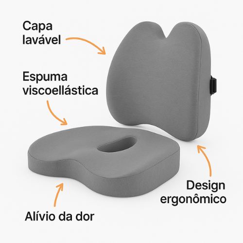 Kit Ortopédico Conforto Total – Almofada Lombar + Assento Ergonômico para Coluna