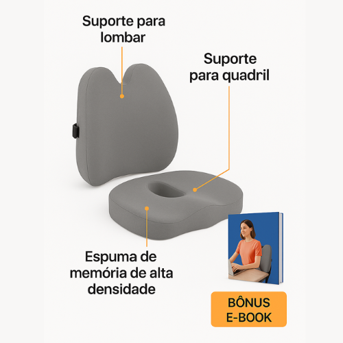 Kit Ortopédico Conforto Total – Almofada Lombar + Assento Ergonômico para Coluna