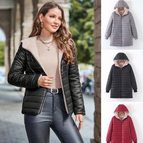 Jaqueta Feminina Aveludado, Jaqueta Forrada, Jaqueta Feminina, Jaqueta de Luxo, Jaqueta de Frio, Jaqueta Puffer Feminina, Jaqueta Corta Vento Feminina