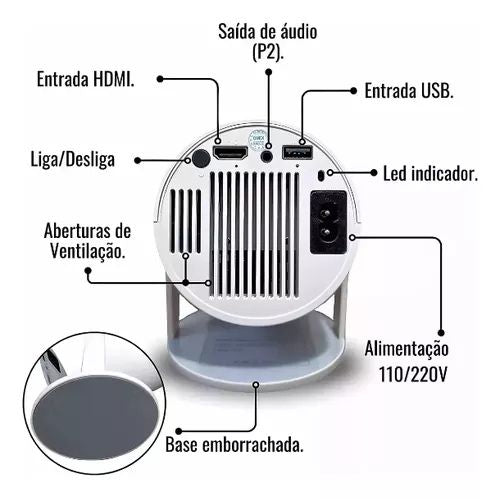 Projetor Samsung, Projetor Portátil 4k, Projetor Portátil, Projetor Full HD, Mini Projector, Data Show