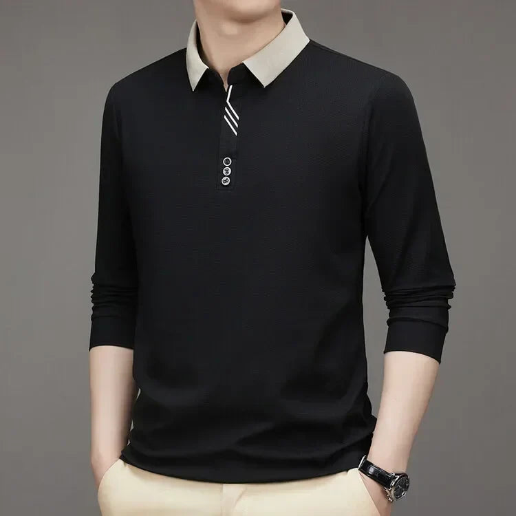 Camisa Comprida Polo Minimalista (Brinde 1 Relógio de Luxo)