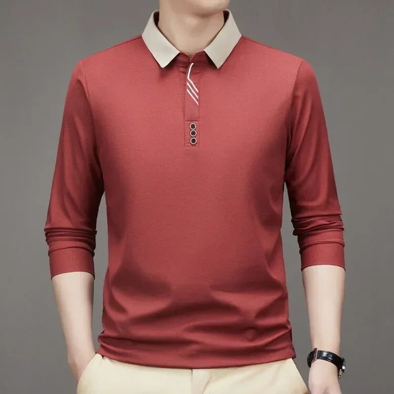 Camisa Comprida Polo Minimalista (Brinde 1 Relógio de Luxo)