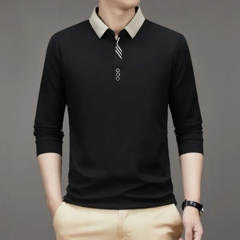 Camisa Comprida Polo Minimalista (Brinde 1 Relógio de Luxo)