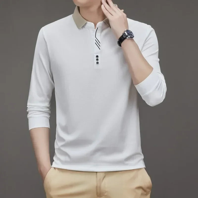 Camisa Comprida Polo Minimalista (Brinde 1 Relógio de Luxo)