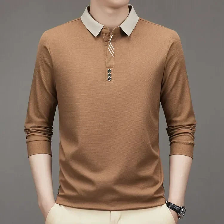 Camisa Comprida Polo Minimalista (Brinde 1 Relógio de Luxo)