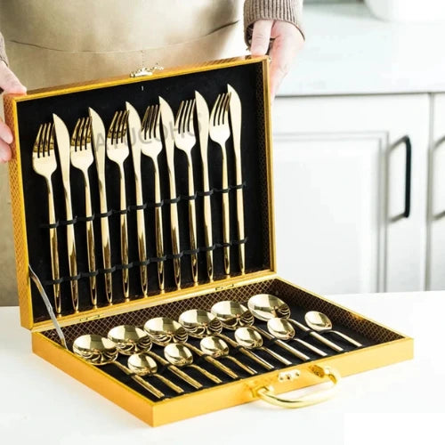 Faqueiro, Talheres Tramontina, Talheres Dourados, Faqueiro 24 peças Tramontina, Faqueiro inox, Conjunto de talheres