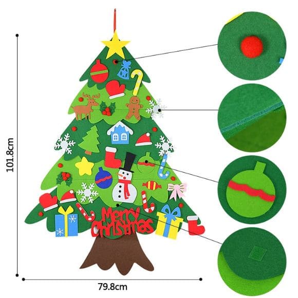 Árvore de Natal Criativa - Kit com 32 Peças + Led (Brinde)