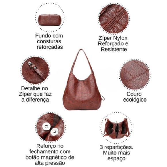 Bolsa Feminina de Couro - Belasex + Brinde Surpresa