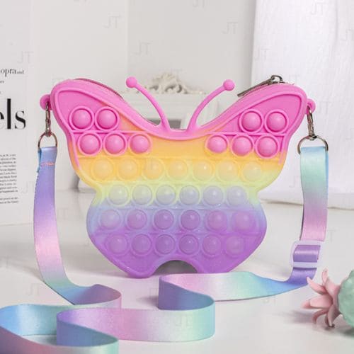 Bolsa de Ombro Borboleta Pop It, Moda, Diversão, Acessório, Borboleta, Pop It, Entretenimento, Alívio de Estresse, Design Único, Bolsa para Crianças, Bolsa para Adultos.