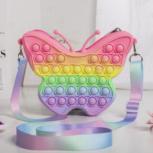 Bolsa de Ombro Borboleta Pop It, Moda, Diversão, Acessório, Borboleta, Pop It, Entretenimento, Alívio de Estresse, Design Único, Bolsa para Crianças, Bolsa para Adultos.