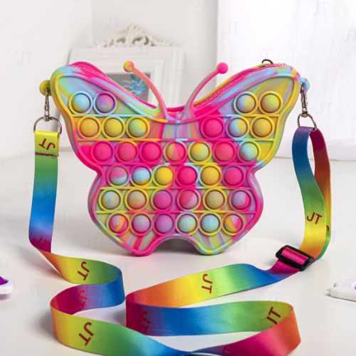 Bolsa de Ombro Borboleta Pop It, Moda, Diversão, Acessório, Borboleta, Pop It, Entretenimento, Alívio de Estresse, Design Único, Bolsa para Crianças, Bolsa para Adultos.