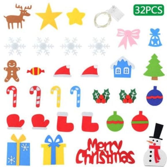 Árvore de Natal Criativa - Kit com 32 Peças + Led (Brinde)
