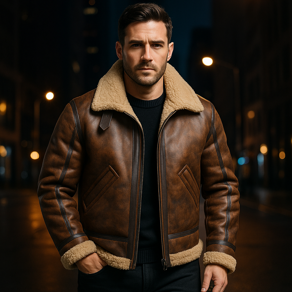 Jaqueta Masculina de Couro Forrada