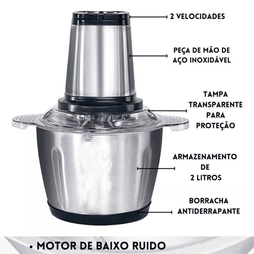 Mini Processador Manual Inox | Triturador de Alho, Cebola e Temperos