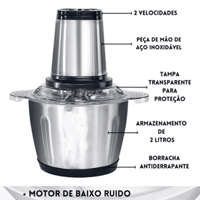 Mini Processador Manual Inox | Triturador de Alho, Cebola e Temperos