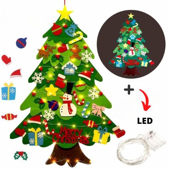 Árvore de Natal Criativa - Kit com 32 Peças + Led (Brinde)